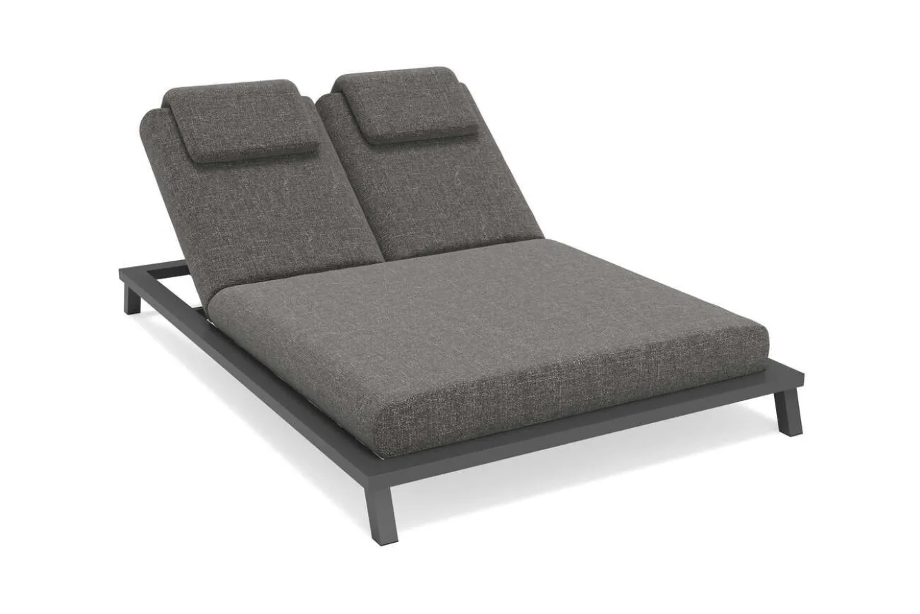 OUTFLEXX Blain Garten-Doppelliege, dunkelgrau, Alu/Polyester, mit Quick-Dry Schaumpolstern