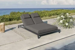 OUTFLEXX Blain Garten-Doppelliege, dunkelgrau, Alu/Polyester, mit Quick-Dry Schaumpolstern