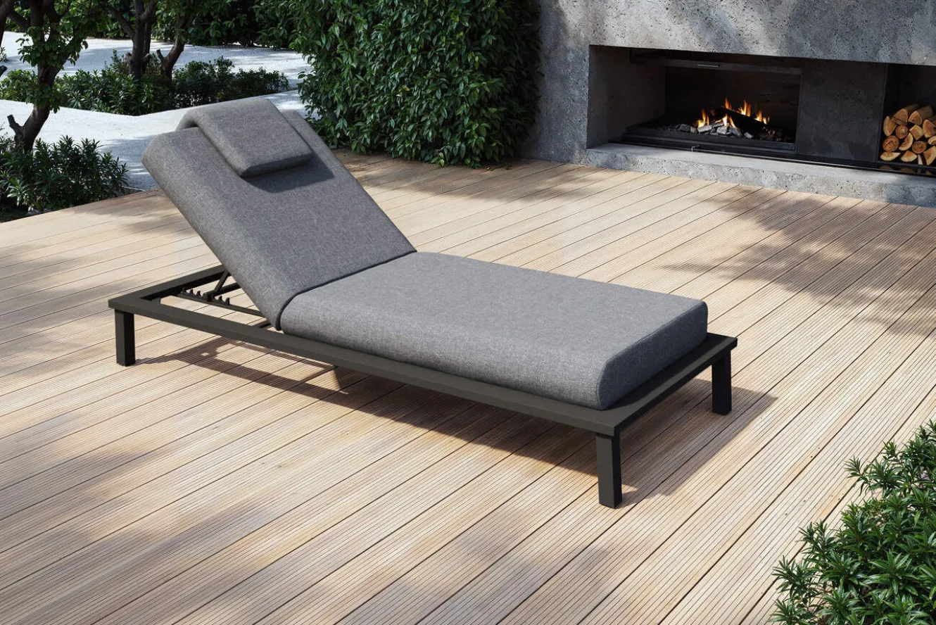 OUTFLEXX Blain Gartenliege, dunkelgrau, Alu/Polyester, 210 x 90 cm, schnelltrocknend, wasserabweisend