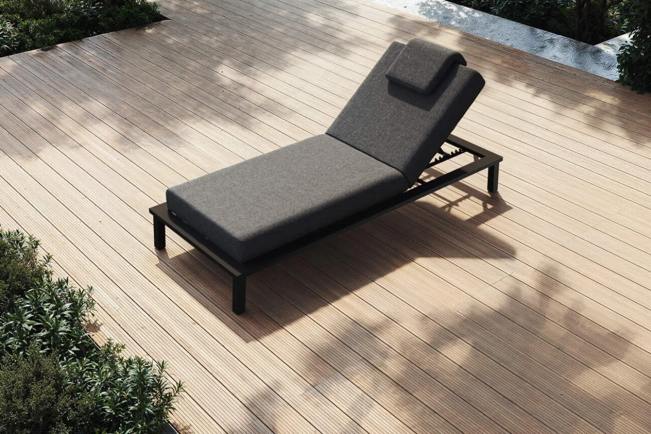 OUTFLEXX Blain Gartenliege, dunkelgrau, Alu/Polyester, 210 x 90 cm, schnelltrocknend, wasserabweisend