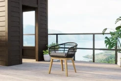 OUTFLEXX Bob Garten-Essgruppe, anthrazit/natur, Alu/recycled Teak/Rope, 220 x 100 cm, 6 x Sessel, FSC®-zertifiziertes Produkt