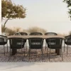 OUTFLEXX Bob/Zui Garten-Essgruppe, anthrazit/dunkelgrau, Alu/recycled Teak/Rope, 220 x 100 cm, 8 x Sessel, inkl. Polster