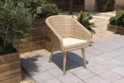 OUTFLEXX Borneo Cocktail-Sessel, beige-meliert, Polyrattan/Akazie, Gebürstet, Polster Inklusive, FSC®-zertifiziertes Produkt