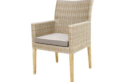 OUTFLEXX Borneo Garten-Essgruppe, beige-meliert, Polyrattan/Akazie, Tisch 180 x 90 cm, 6 Landhaussessel, FSC®-zertifiziertes Produkt