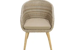 OUTFLEXX Borneo Garten-Essgruppe, beige-meliert, Polyrattan/Akazie, Tisch 180 x 90 cm, 4 Cocktail-Sessel, FSC®-zertifiziertes Produkt