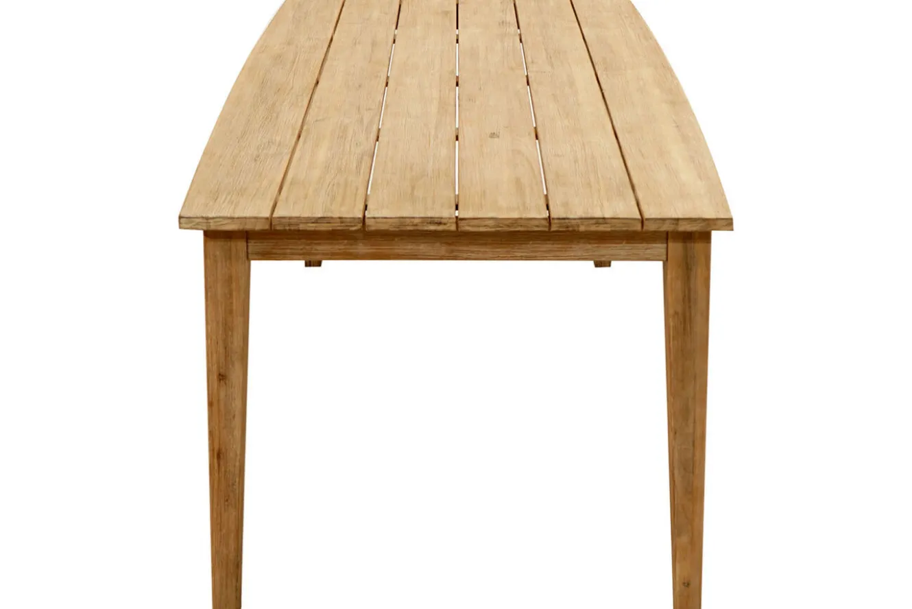 OUTFLEXX Borneo Garten-Essgruppe, beige-meliert, Polyrattan/Akazie, Tisch 180 x 90 cm, 4 Cocktail-Sessel, FSC®-zertifiziertes Produkt