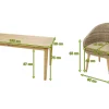 OUTFLEXX Borneo Garten-Essgruppe, beige-meliert, Polyrattan/Akazie, Tisch 180 x 90 cm, 6 Cocktail-Sessel, FSC®-zertifiziertes Produkt