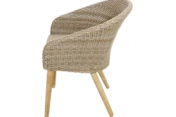 OUTFLEXX Borneo Garten-Essgruppe, beige-meliert, Polyrattan/Akazie, Tisch 180 x 90 cm, 6 Cocktail-Sessel, FSC®-zertifiziertes Produkt
