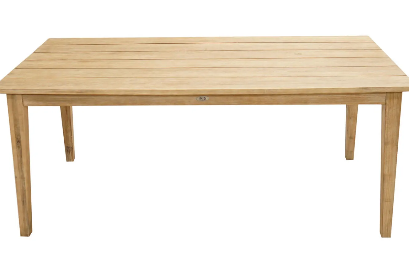 OUTFLEXX Borneo Garten-Essgruppe, beige-meliert, Polyrattan/Akazie, Tisch 180 x 90 cm, 6 Cocktail-Sessel, FSC®-zertifiziertes Produkt