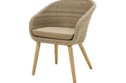 OUTFLEXX Borneo Garten-Essgruppe, natur/beige, Akazie/Polyrattan, Esstisch ausziehbar 180/220/260 x 100 cm, 8 Stühle mit Polster, FSC®-zertifiziertes Produkt