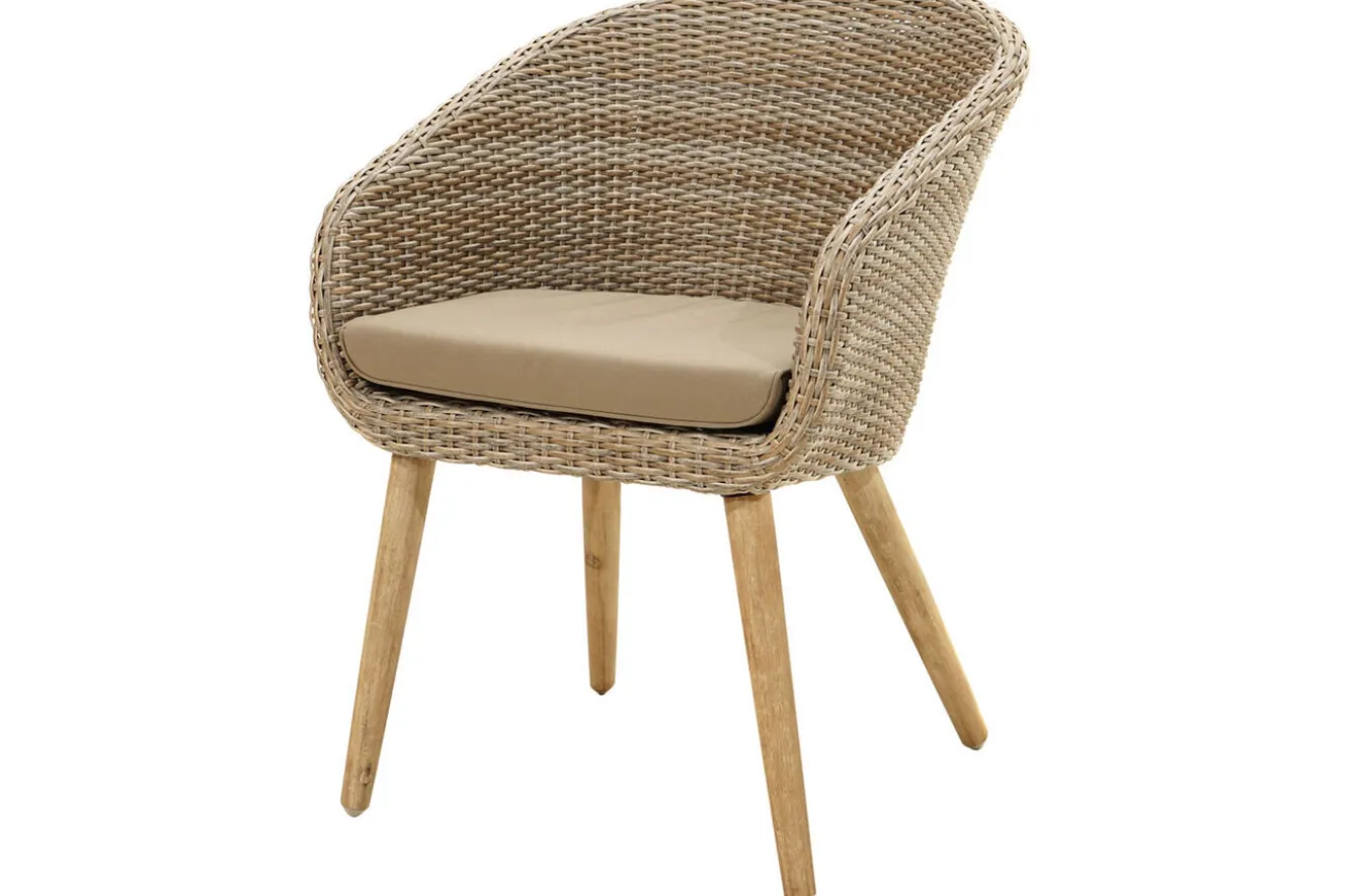 OUTFLEXX Borneo Garten-Essgruppe, natur/beige, Akazie/Polyrattan, Esstisch ausziehbar 180/220/260 x 100 cm, 8 Stühle mit Polster, FSC®-zertifiziertes Produkt