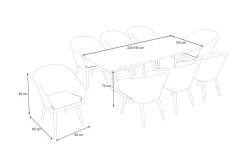 OUTFLEXX Borneo Garten-Essgruppe, beige/natur, Akazie/Polyrattan, Ausziehtisch 180/240 x 100 cm, 8 Cocktail-Sessel, Polster Inklusive, FSC®-zertifiziertes Produkt