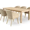 OUTFLEXX Borneo Garten-Essgruppe, beige-meliert, Polyrattan/Akazie, Tisch 220 x 100 cm, 6 Cocktail-Sessel, FSC®-zertifiziertes Produkt