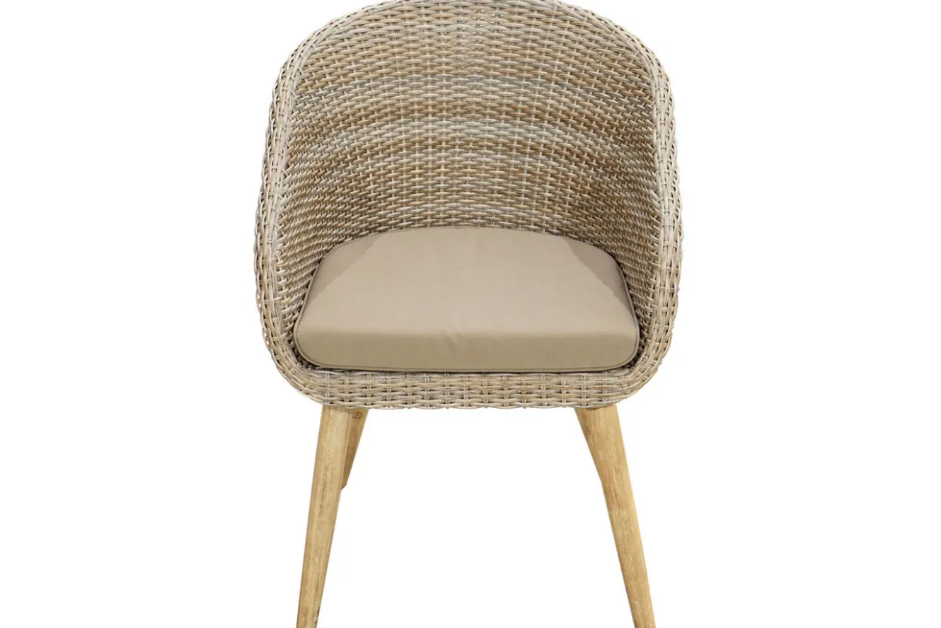 OUTFLEXX Borneo Garten-Essgruppe, beige-meliert, Polyrattan/Akazie, Tisch 220 x 100 cm, 6 Cocktail-Sessel, FSC®-zertifiziertes Produkt