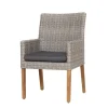 OUTFLEXX Borneo/Kota Garten-Essgruppe, natur/grau-meliert, Akazie/Alu/Polyrattan, 180x90cm, 6 Landhaussessel, FSC®-zertifiziertes Produkt
