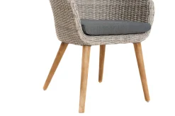 OUTFLEXX Borneo/Kota Garten-Essgruppe, natur/grau-meliert, Akazie/Alu/Polyrattan, 220x100 cm, 4 Cocktailsessel, Akazie, FSC®-zertifiziertes Produkt