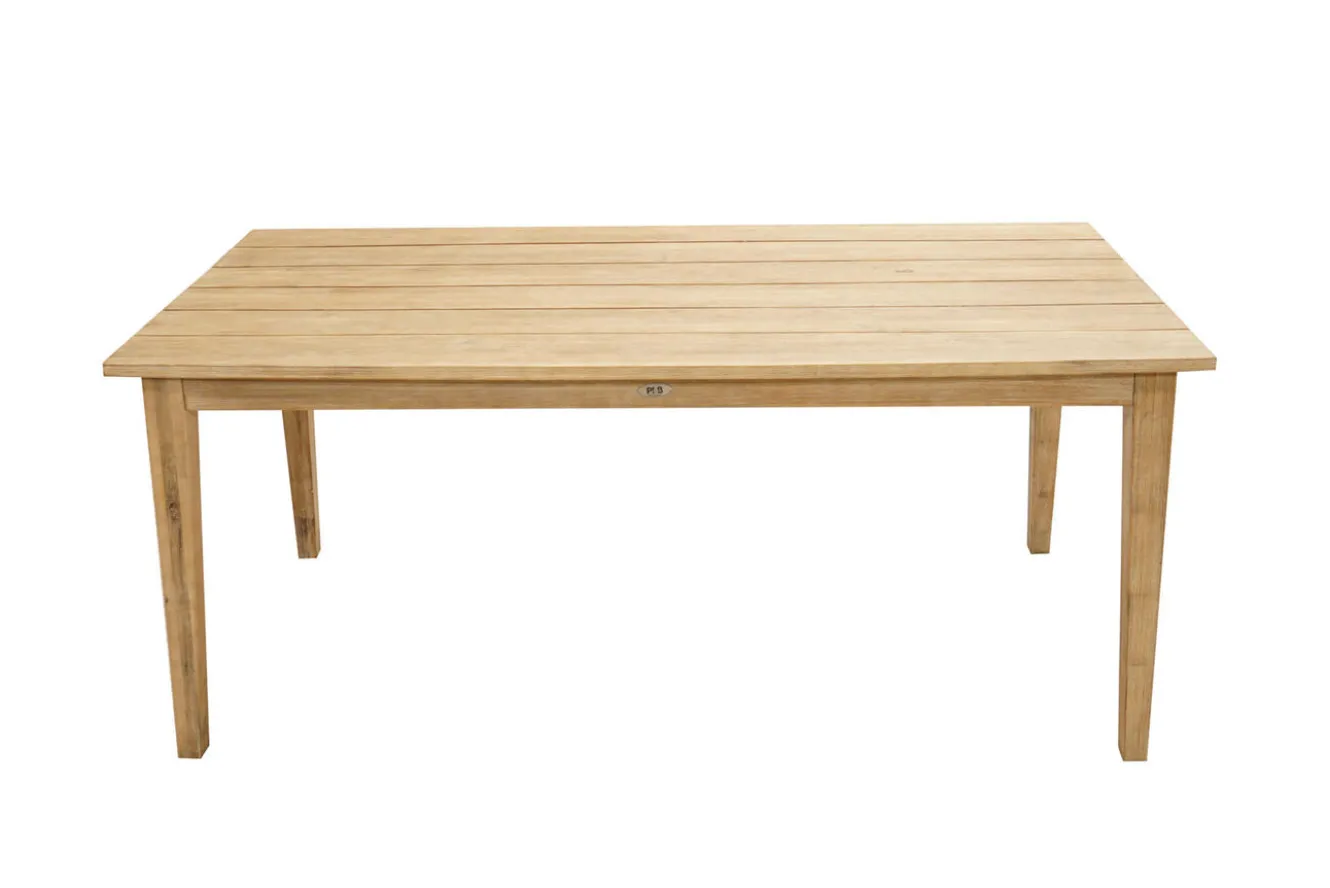 OUTFLEXX Borneo/Kota Garten-Essgruppe, natur/grau-meliert, Akazie/Alu/Polyrattan, 220x100 cm, 4 Cocktailsessel, Akazie, FSC®-zertifiziertes Produkt
