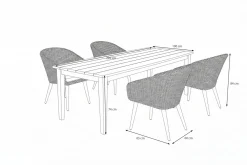 OUTFLEXX Borneo/Kota Garten-Essgruppe, natur/grau-meliert, Akazie/Alu/Polyrattan, 220x100 cm, 4 Cocktailsessel, Akazie, FSC®-zertifiziertes Produkt