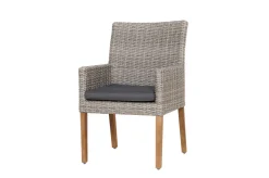 OUTFLEXX Borneo/Kota Garten-Essgruppe, natur/grau-meliert, Akazie/Alu/Polyrattan, 180x90cm, 4 Cocktailsessel, 2 Landhaussessel, FSC®-zertifiziertes Produkt
