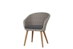 OUTFLEXX Borneo/Kota Garten-Essgruppe, natur/grau-meliert, Akazie/Alu/Polyrattan, 180x90cm, 4 Cocktailsessel, FSC®-zertifiziertes Produkt
