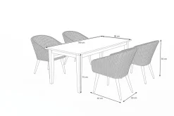 OUTFLEXX Borneo/Kota Garten-Essgruppe, natur/grau-meliert, Akazie/Alu/Polyrattan, 180x90cm, 4 Cocktailsessel, FSC®-zertifiziertes Produkt