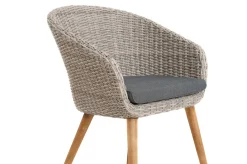 OUTFLEXX Borneo/Kota Garten-Essgruppe, natur/grau-meliert, Akazie/Alu/Polyrattan, 220x100 cm, 6 Cocktailsessel, Akazie, FSC®-zertifiziertes Produkt