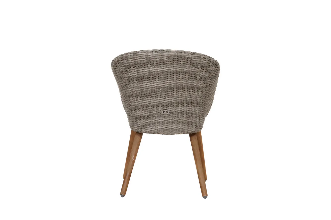 OUTFLEXX Borneo/Kota Garten-Essgruppe, natur/grau-meliert, Akazie/Alu/Polyrattan, 180x90cm, 3 Cocktailsessel, 3 Landhaussessel, FSC®-zertifiziertes Produkt