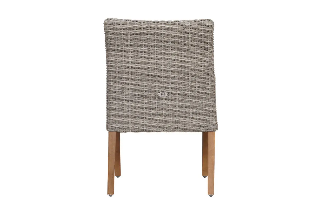 OUTFLEXX Borneo/Kota Garten-Essgruppe, natur/grau-meliert, Akazie/Alu/Polyrattan, 180x90cm, 3 Cocktailsessel, 3 Landhaussessel, FSC®-zertifiziertes Produkt