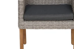 OUTFLEXX Borneo/Kota Garten-Essgruppe, natur/grau-meliert, Akazie/Alu/Polyrattan, 220x100 cm, 3 Cocktail-, 3 Landhaussessel, FSC®-zertifiziertes Produkt