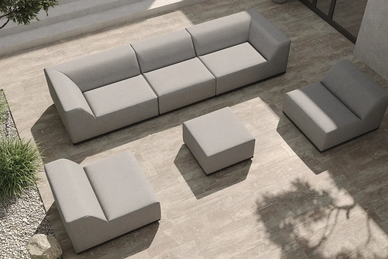 OUTFLEXX Buddha Gartenlounge für 6 Personen, flanelle/anthrazit, Alu/Polyester, witterungs- & UV-beständig