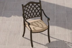 OUTFLEXX Cambridge Gartenstuhl, bronze/khaki, Alu/Polyester, ca. 68 x 65 x 89 cm, inkl. Kissen, stapelbar, pulverbeschichtet