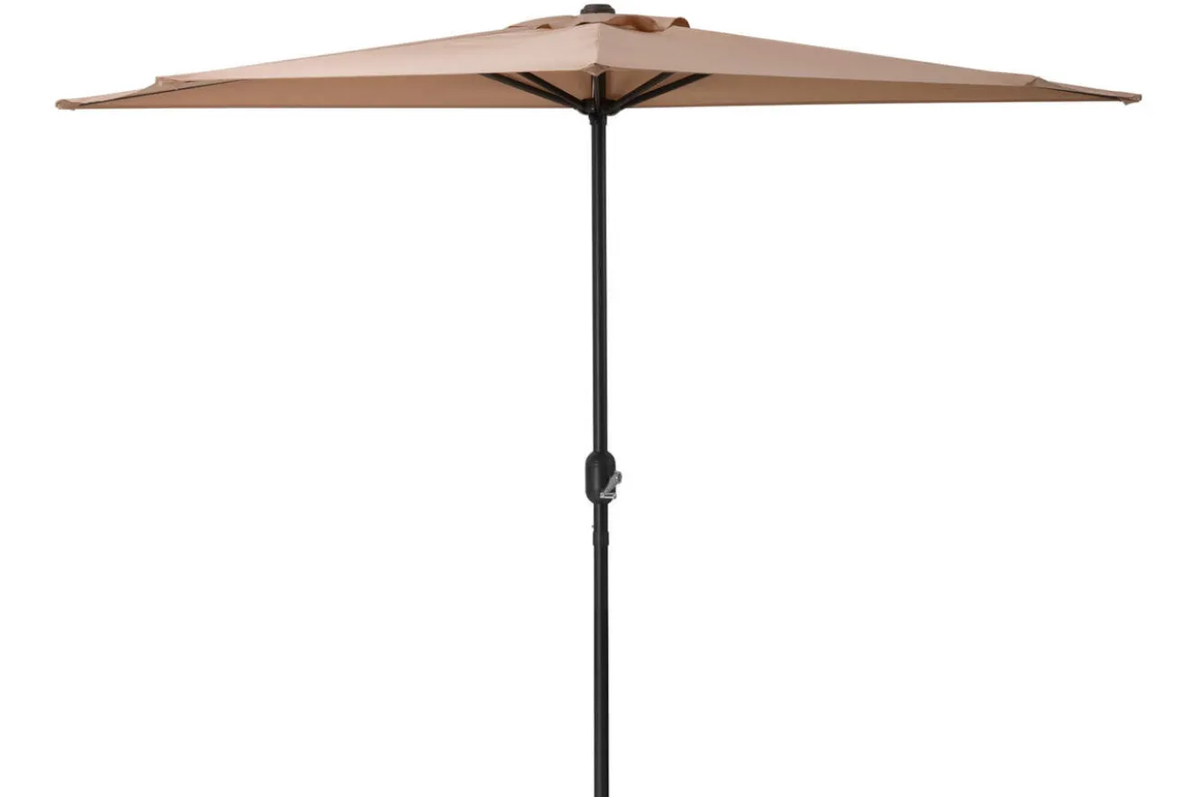 OUTFLEXX Cambridge Halbschirm, khaki/dunkelgrau, Aluminium/Stahl/Polyester, Ø 270 cm, mit Kurbel, UV50+, platzsparend