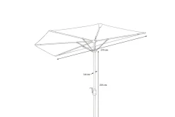 OUTFLEXX Cambridge Halbschirm, khaki/dunkelgrau, Aluminium/Stahl/Polyester, Ø 270 cm, mit Kurbel, UV50+, platzsparend