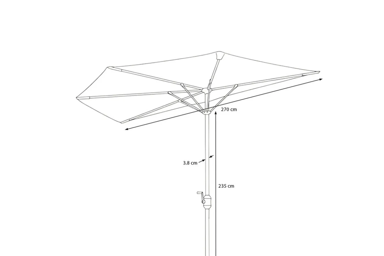OUTFLEXX Cambridge Halbschirm, khaki/dunkelgrau, Aluminium/Stahl/Polyester, Ø 270 cm, mit Kurbel, UV50+, platzsparend