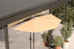 OUTFLEXX Cambridge Halbschirm, khaki/dunkelgrau, Aluminium/Stahl/Polyester, Ø 270 cm, mit Kurbel, UV50+, platzsparend