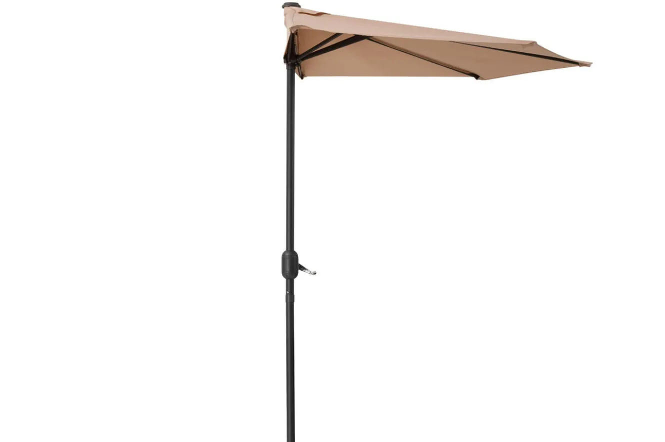 OUTFLEXX Cambridge Halbschirm, khaki/dunkelgrau, Aluminium/Stahl/Polyester, Ø 270 cm, mit Kurbel, UV50+, platzsparend
