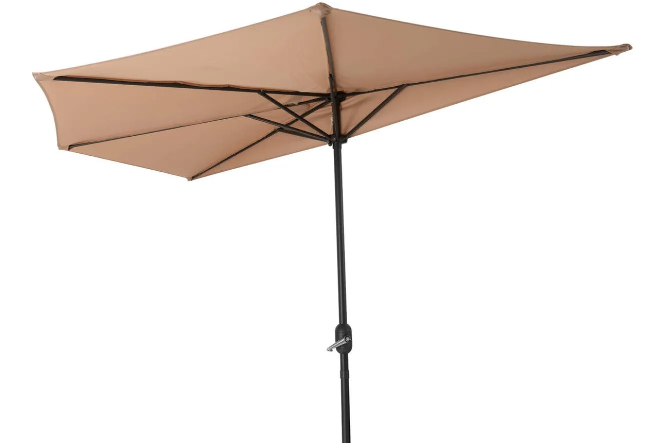 OUTFLEXX Cambridge Halbschirm, khaki/dunkelgrau, Aluminium/Stahl/Polyester, Ø 270 cm, mit Kurbel, UV50+, platzsparend