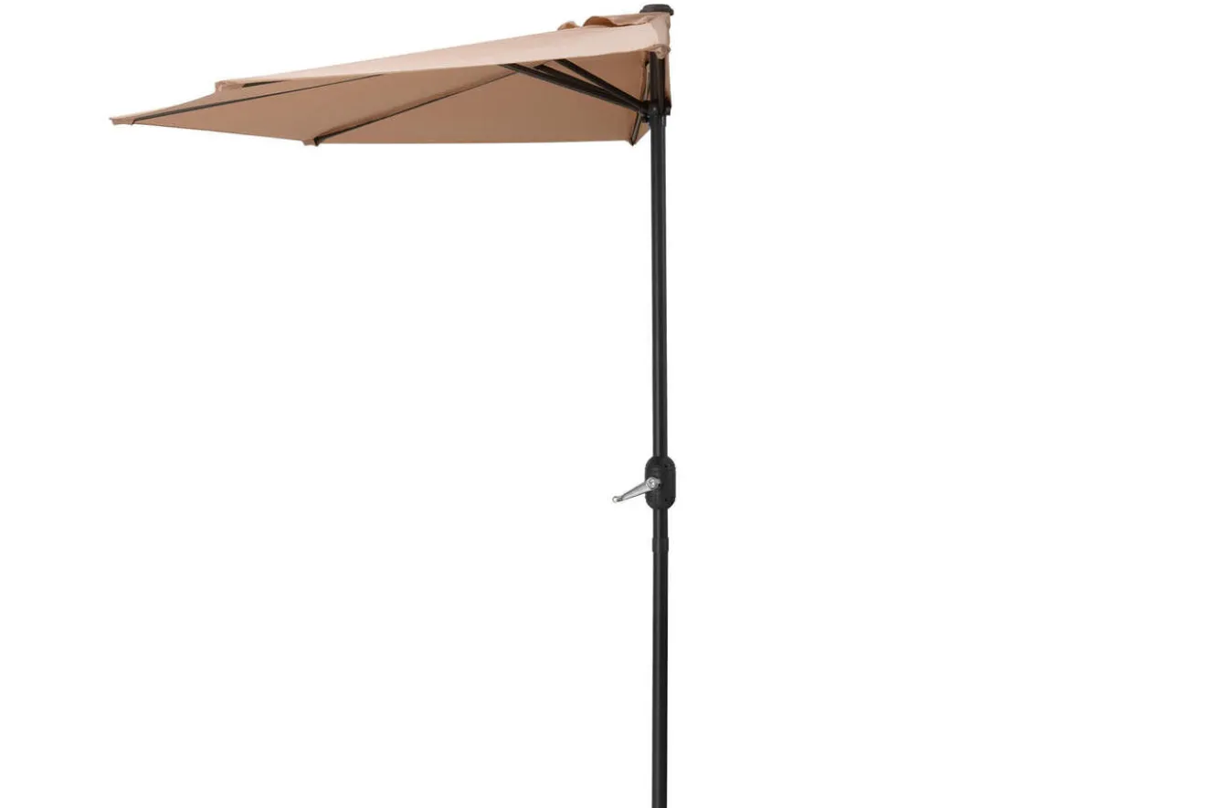 OUTFLEXX Cambridge Halbschirm, khaki/dunkelgrau, Aluminium/Stahl/Polyester, Ø 270 cm, mit Kurbel, UV50+, platzsparend