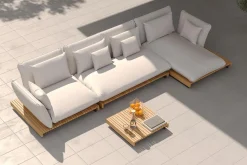 OUTFLEXX Catania Gartenlounge für 5-6 Personen, creme/grau, Alu/Teak/Olefin, wetterbeständig, FSC®-zertifiziertes Produkt
