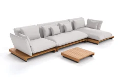 OUTFLEXX Catania Gartenlounge für 5-6 Personen, creme/grau, Alu/Teak/Olefin, wetterbeständig, FSC®-zertifiziertes Produkt