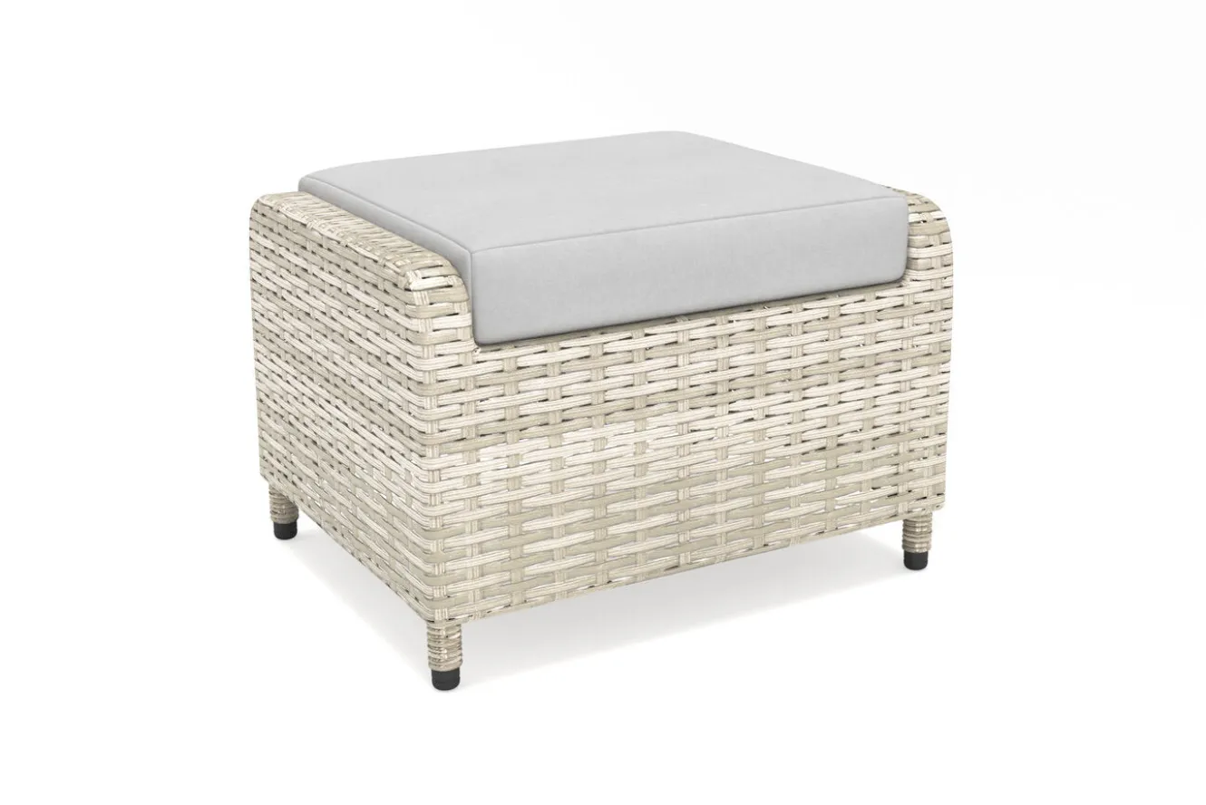 OUTFLEXX Country Collection Hocker, desert-beige, Alu/Polyrattan, 50 x 65 x 43 cm, witterungsbeständig, inkl. Auflage