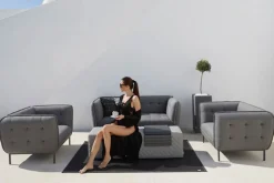 OUTFLEXX Cozy Loungebank, flanelle, Alu/Sunbrella, 148 x 50 x 42 cm