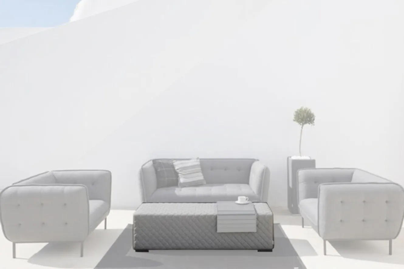OUTFLEXX Cozy Loungebank, flanelle, Alu/Sunbrella, 148 x 50 x 42 cm