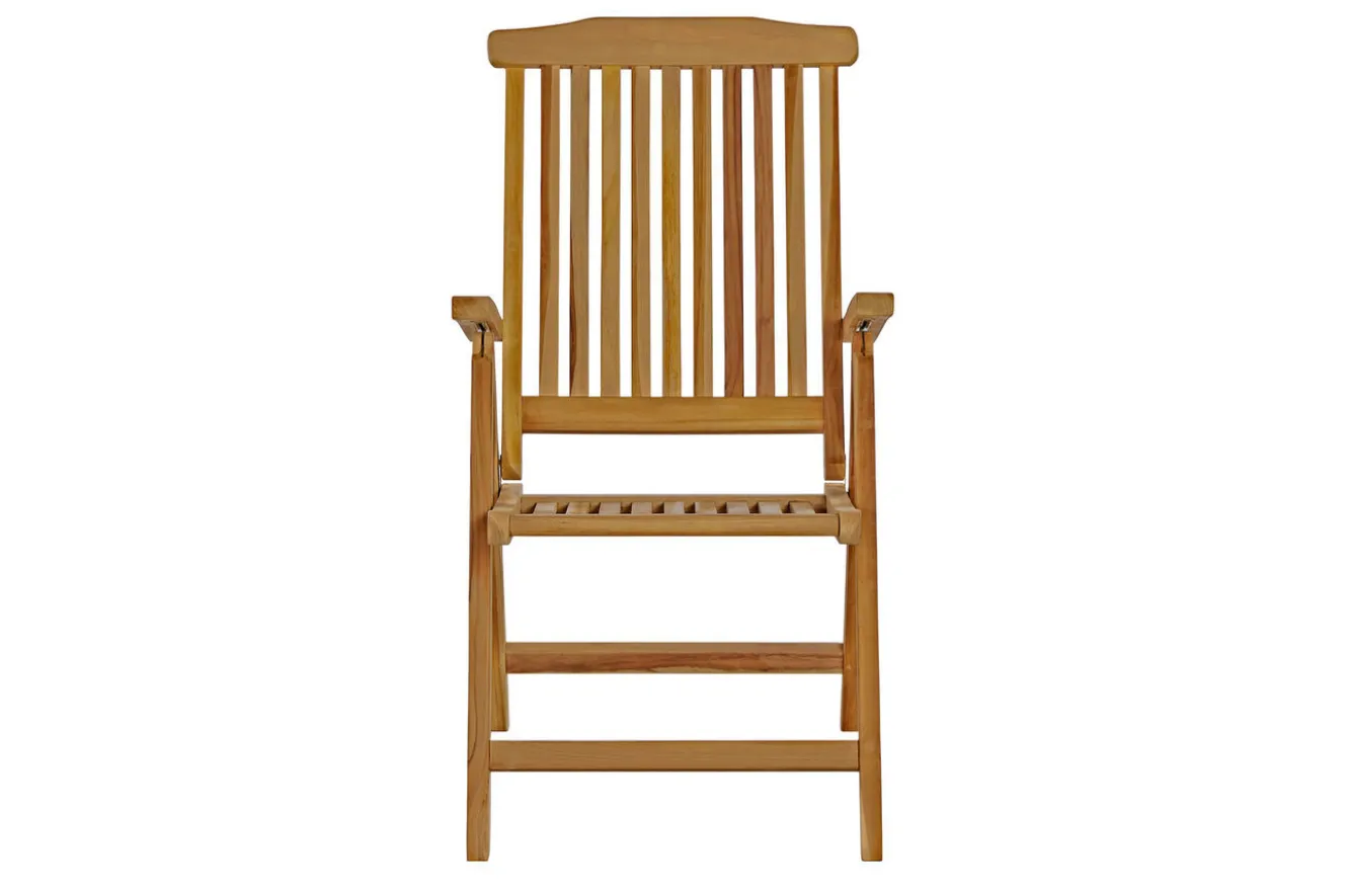 OUTFLEXX Dallas/Bounty Garten-Essgruppe, natur, Teak, 120/170x120 cm, 4x Klappstuhl