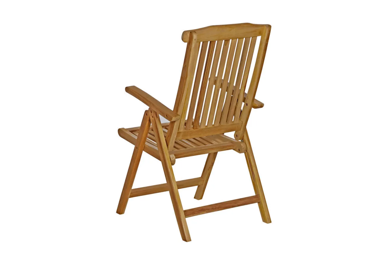 OUTFLEXX Dallas/Bounty Garten-Essgruppe, natur, Teak, 120/170x120 cm, 4x Klappstuhl