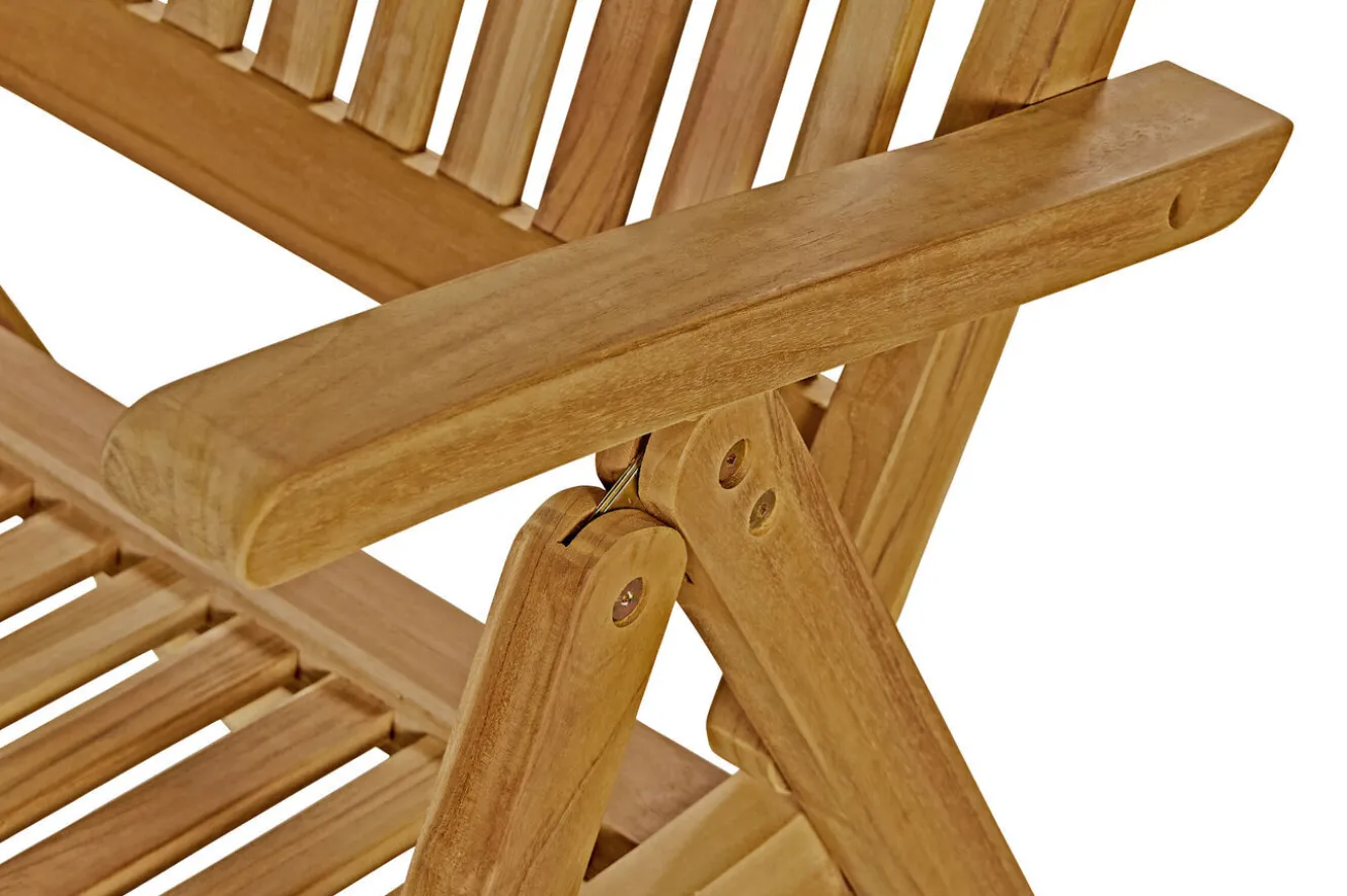 OUTFLEXX Dallas/Bounty Garten-Essgruppe, natur, Teak, 120/170x120 cm, 4x Klappstuhl
