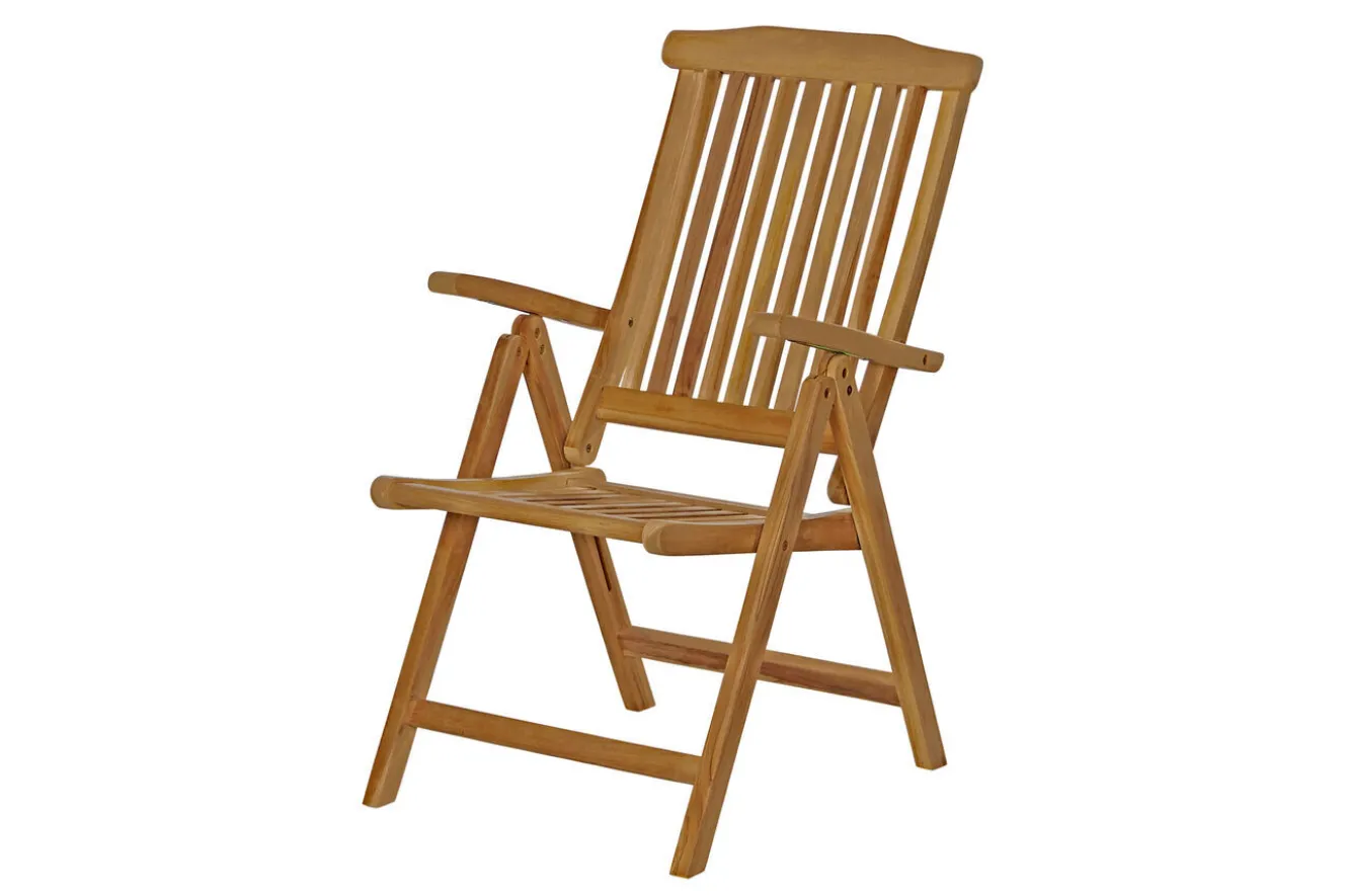 OUTFLEXX Dallas/Bounty Garten-Essgruppe, natur, Teak, 120/170x120 cm, 4x Klappstuhl