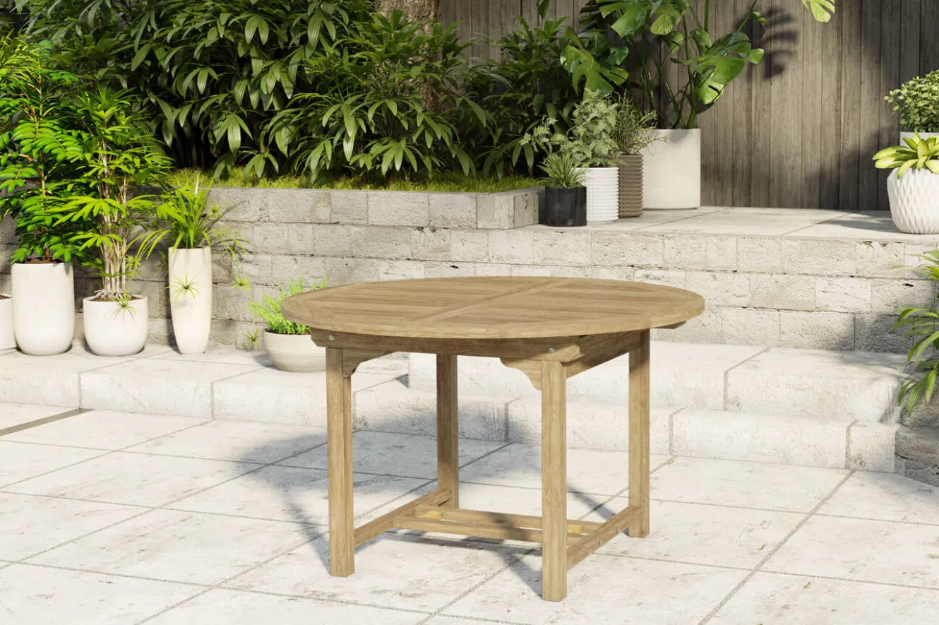 OUTFLEXX Dallas/Bounty Garten-Essgruppe, natur, Teak, 120/170x120 cm, 4x Klappstuhl