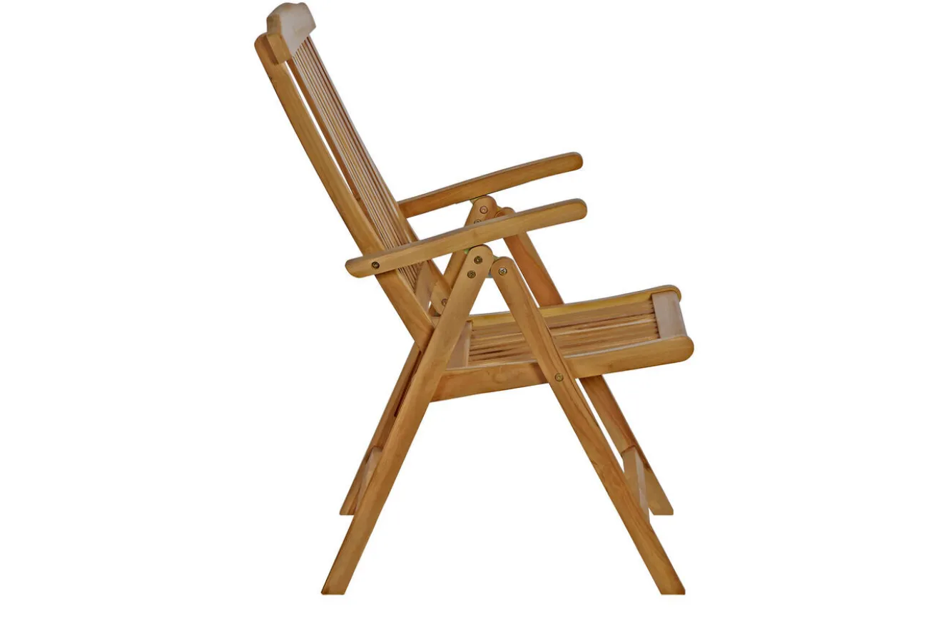 OUTFLEXX Dallas/Bounty Garten-Essgruppe, natur, Teak, 120/170x120 cm, 4x Klappstuhl