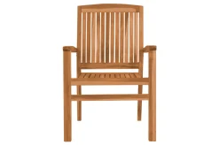 OUTFLEXX Dallas/Washington Garten-Essgruppe, natur, Teak, 120/170x120 cm, 6x Stapelsessel